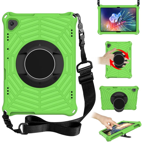 Spider Web Texture Scratch-resistant EVA Smart Tablet Case Cover with Kickstand and Shoulder Strap for Lenovo Tab M10 TB-X505F/TB-X605F 10.1-inch - Green - 1