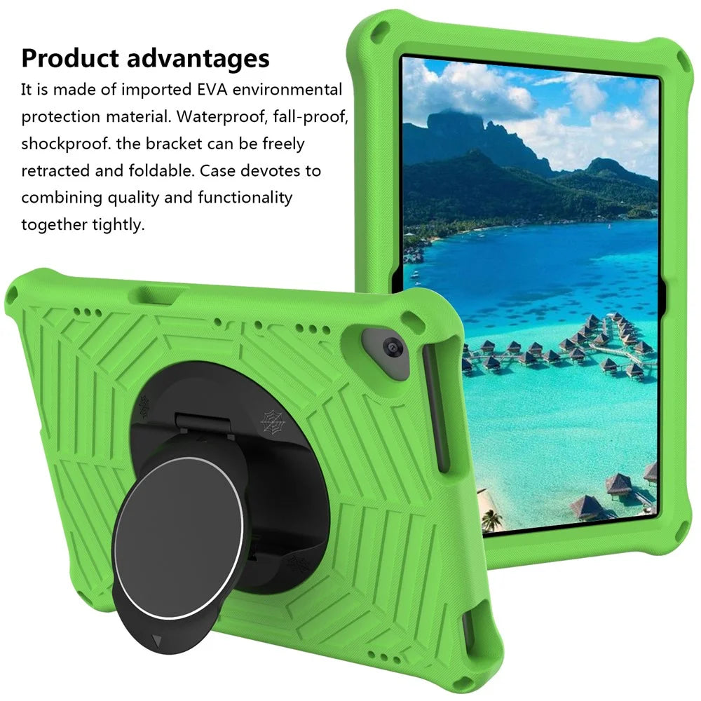 Spider Web Texture Scratch-resistant EVA Smart Tablet Case Cover with Kickstand and Shoulder Strap for Lenovo Tab M10 TB-X505F/TB-X605F 10.1-inch - Green - 3