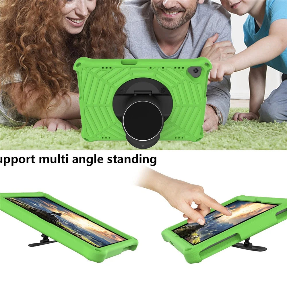 Spider Web Texture Scratch-resistant EVA Smart Tablet Case Cover with Kickstand and Shoulder Strap for Lenovo Tab M10 TB-X505F/TB-X605F 10.1-inch - Green - 5