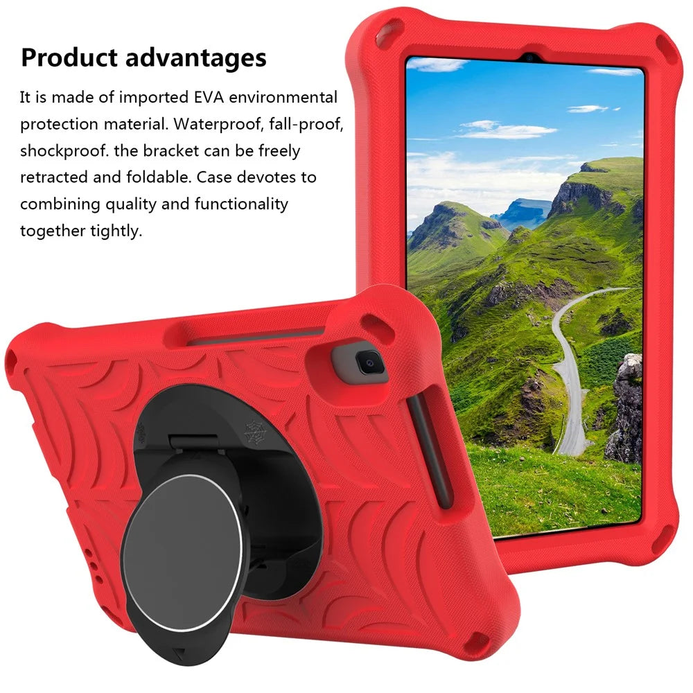 Stylish Spider Web Texture EVA Tablet Case Kickstand Cover Shell with Shoulder Strap for Lenovo Tab M8 (1st Gen) TB-8505/M8 (2nd Gen) TB-8705/M8 (3rd Gen) TB-8506 - Red - 3