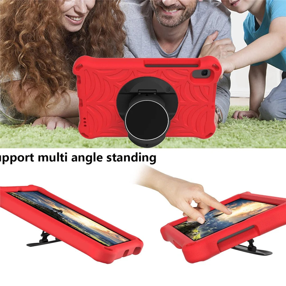 Stylish Spider Web Texture EVA Tablet Case Kickstand Cover Shell with Shoulder Strap for Lenovo Tab M8 (1st Gen) TB-8505/M8 (2nd Gen) TB-8705/M8 (3rd Gen) TB-8506 - Red - 5