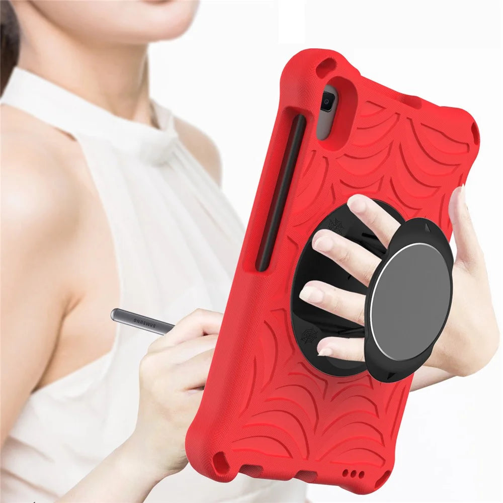 Stylish Spider Web Texture EVA Tablet Case Kickstand Cover Shell with Shoulder Strap for Lenovo Tab M8 (1st Gen) TB-8505/M8 (2nd Gen) TB-8705/M8 (3rd Gen) TB-8506 - Red - 6
