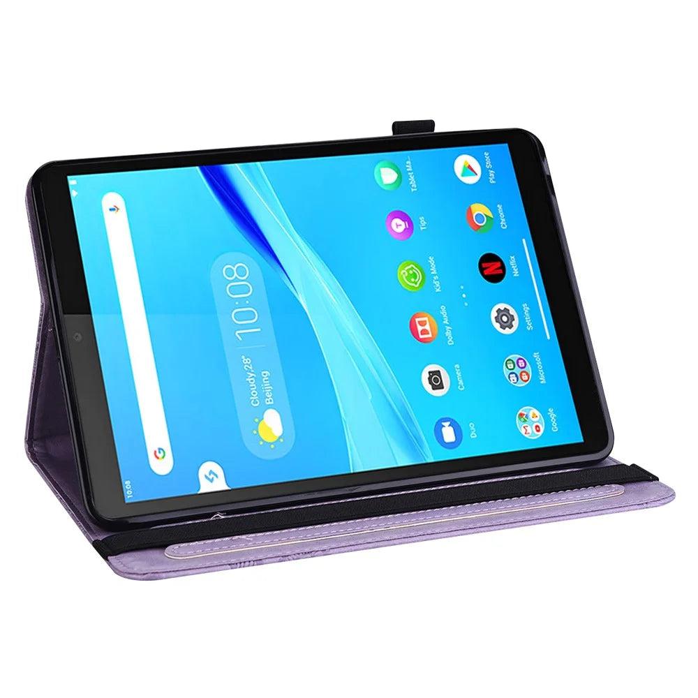 Butterflies Imprinted Elastic Strap Well-Protected Anti-Drop Tablet Case with Stand for Lenovo Tab M8/M8 (2nd Gen) TB-8505/TB-8705/TB-8506 -  Purple - 4