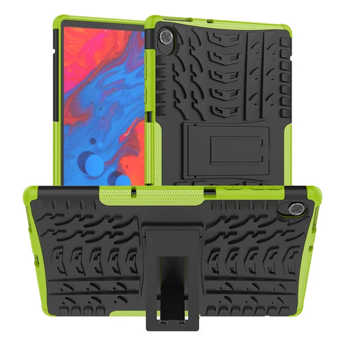 Cool Tire Texture Scratch-resistant PC + TPU Protective Tablet Cover with Kickstand for Lenovo Tab K10 - Green - 1
