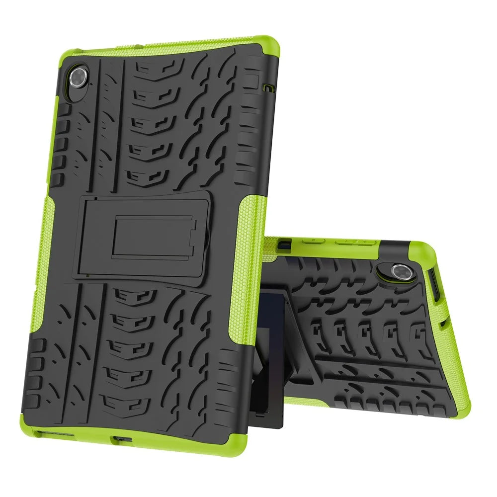 Cool Tire Texture Scratch-resistant PC + TPU Protective Tablet Cover with Kickstand for Lenovo Tab K10 - Green - 5