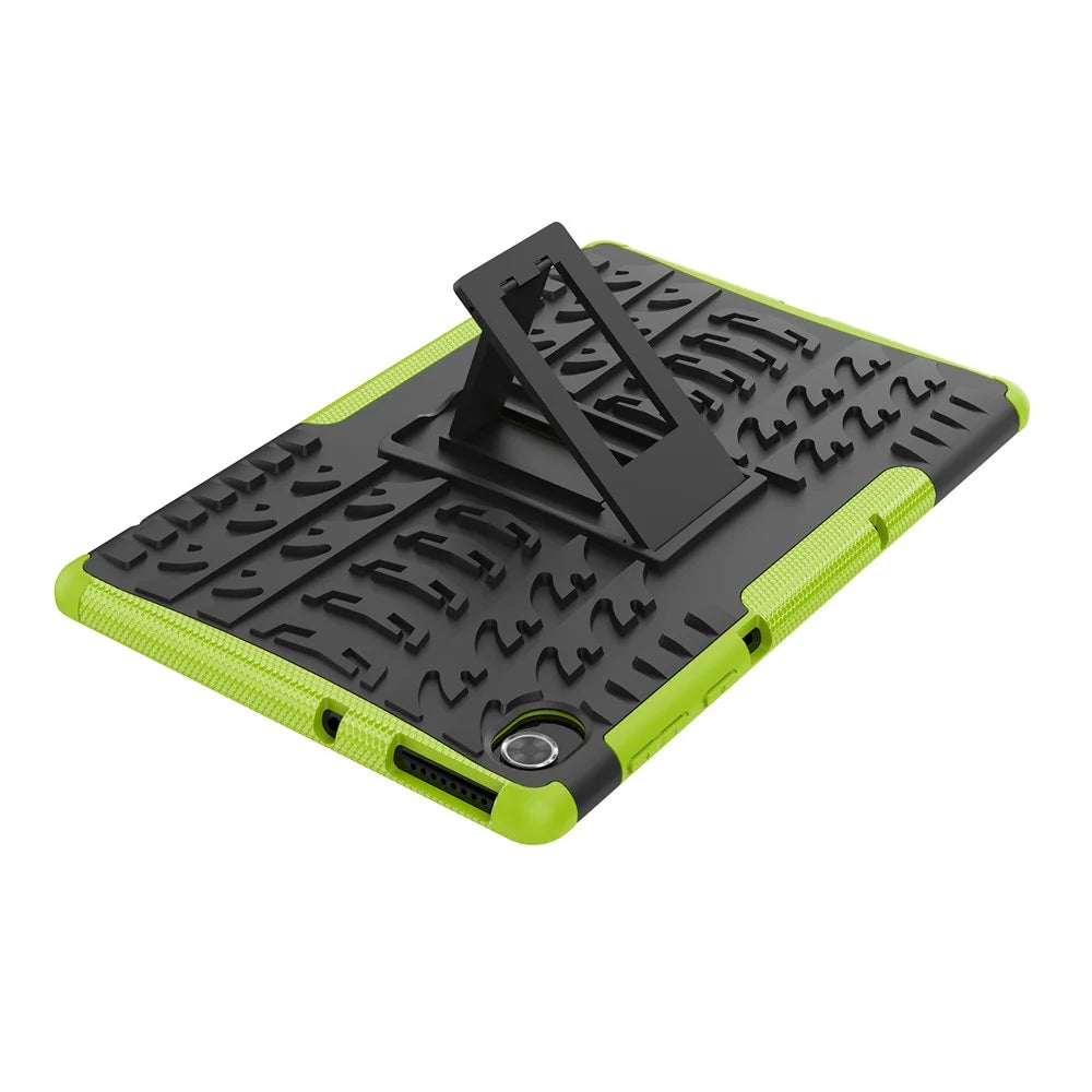 Cool Tire Texture Scratch-resistant PC + TPU Protective Tablet Cover with Kickstand for Lenovo Tab K10 - Green - 7