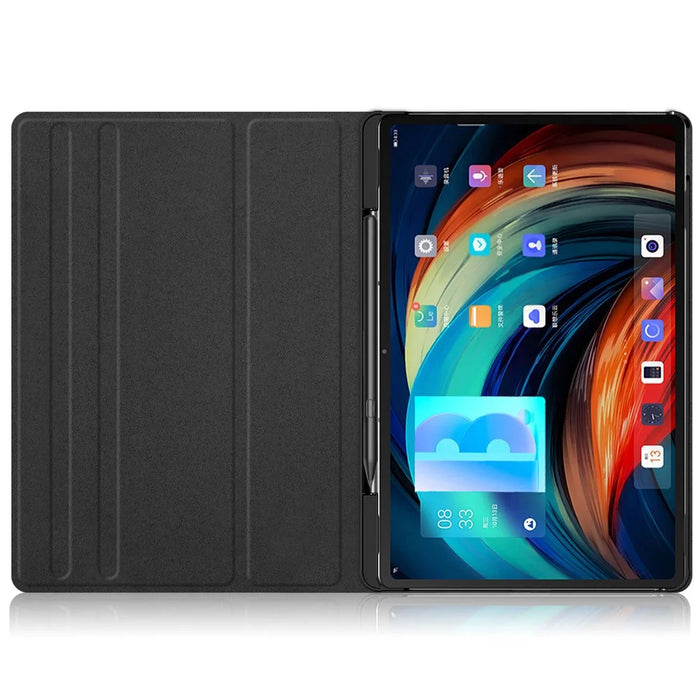 For Lenovo Tab P12 Pro 12.6 inch PU Leather Rotary Stand Tablet Case with Auto Wake/Sleep - Black - 4