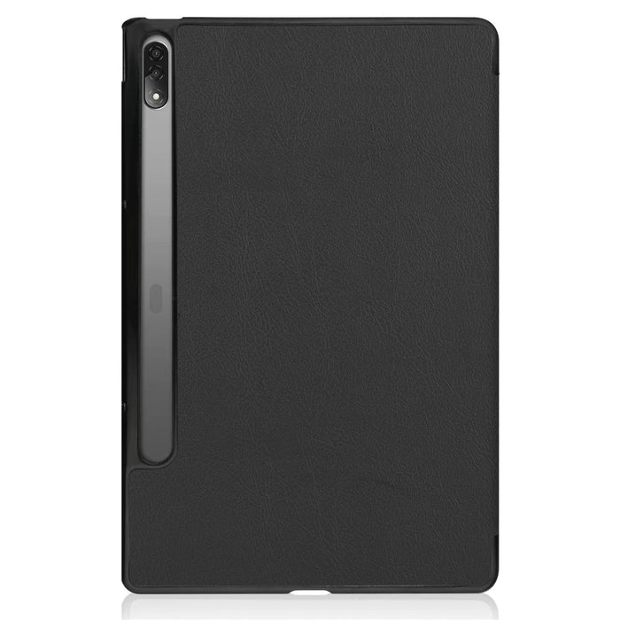 Trifold Stand Tablet Cover for Lenovo Tab P12 Pro, PU Leather + PC Protective Auto Wake/Sleep Smart Case - Black - 3