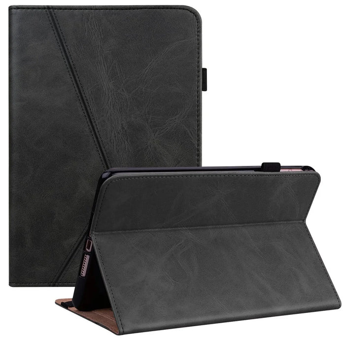 For Lenovo Legion Y700 Line Imprinted Adjustable Stand PU Leather Auto Wake/Sleep Drop-proof Tablet Case with Card Slots - Black - 1