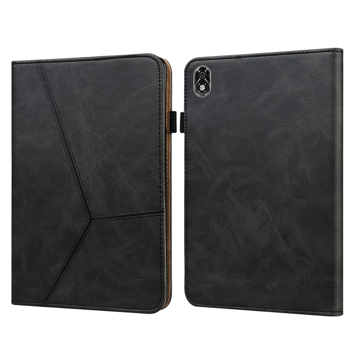 For Lenovo Legion Y700 Line Imprinted Adjustable Stand PU Leather Auto Wake/Sleep Drop-proof Tablet Case with Card Slots - Black - 5