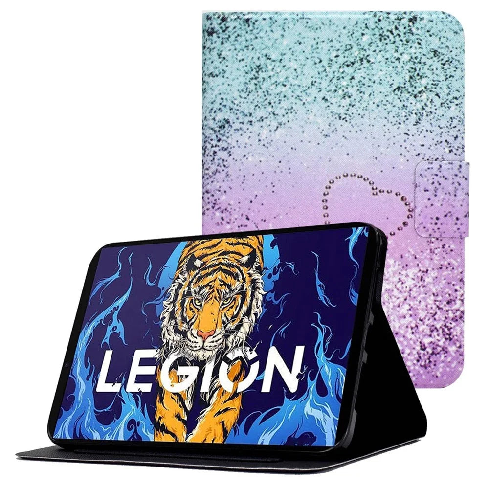 For Lenovo Legion Y700 Pattern Printing Leather Shock Proof Tablet Case Protective Cover - Heart - 1