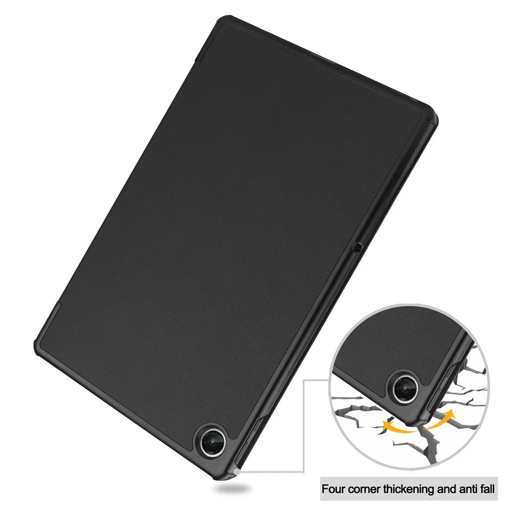 For Lenovo Tab M10 Plus (3rd Gen) PU Leather Trifold Stand Case Auto Sleep / Wake Tablet Full Protection Cover - Black - 7