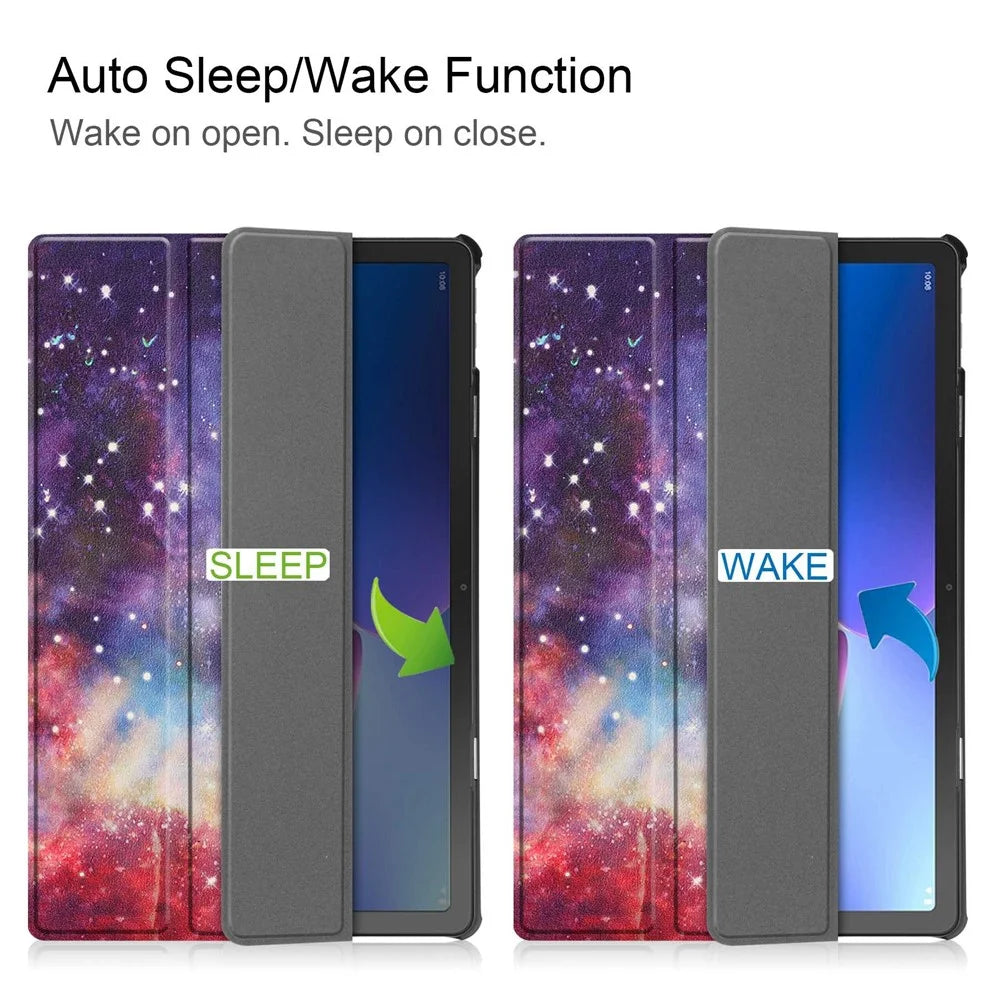 For Lenovo Tab M10 Plus (3rd Gen) Pattern Printing Tri-Fold Stand PU Leather Tablet Case with Auto Sleep / Wake - Nebula - 2