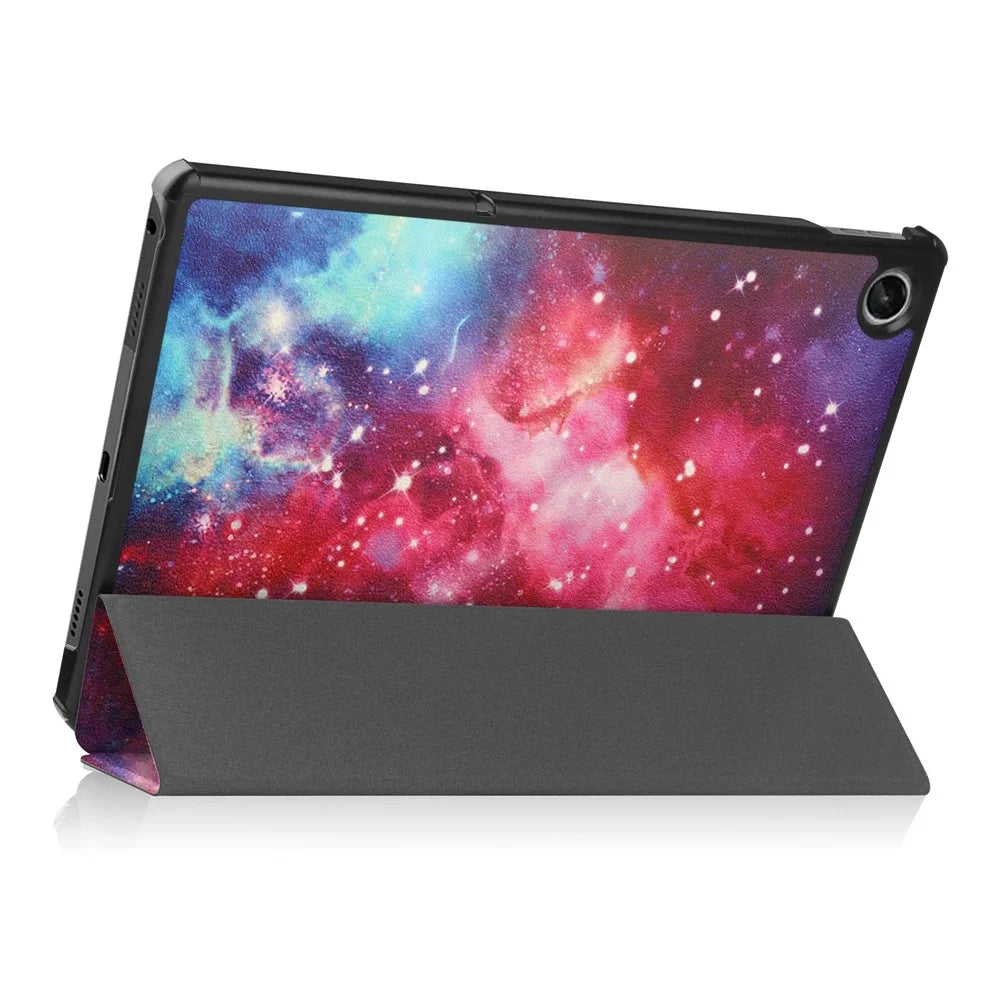 For Lenovo Tab M10 Plus (3rd Gen) Pattern Printing Tri-Fold Stand PU Leather Tablet Case with Auto Sleep / Wake - Nebula - 6