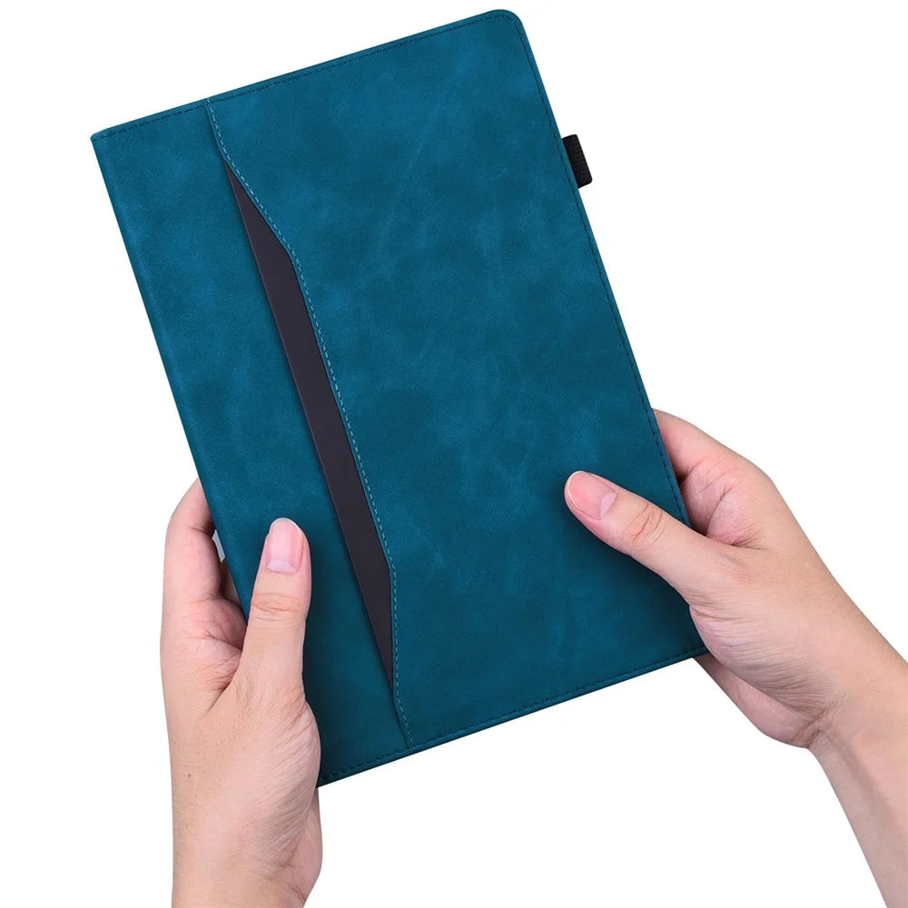 For Lenovo Tab M10 Plus (3rd Gen) 10.6 inch Tablet Case PU Leather Stand Wallet Elastic Drop-Proof Shell with Pencil Holder - Blue - 6