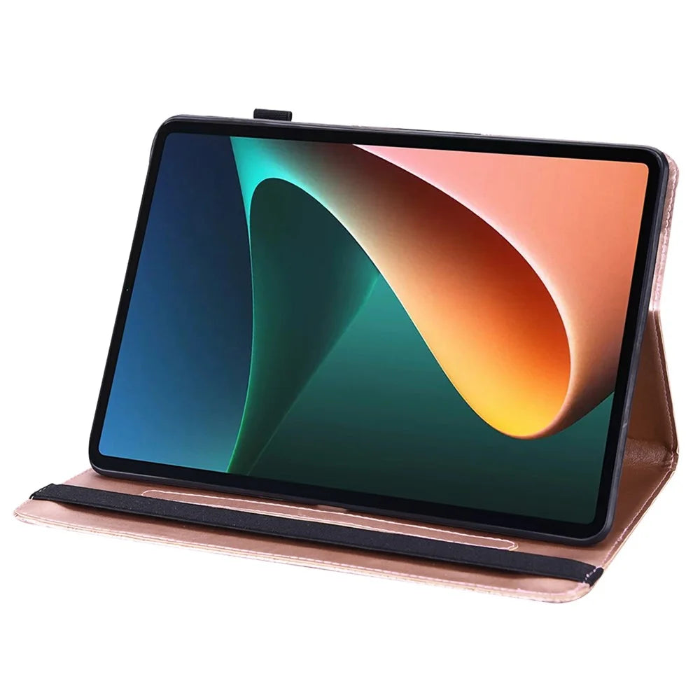 For Lenovo Tab M10 Plus (3rd Gen) / Xiaoxin Pad 2022 10.6 inch Imprinting Flower PU Leather Tablet Case with Card Holder Stand - Rose Gold - 4