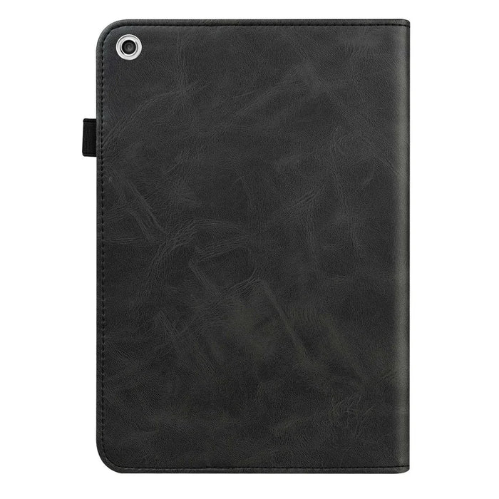 For Lenovo Tab M10 Plus (3rd Gen) / Xiaoxin Pad 2022 10.6 inch Line Imprinted PU Leather Card Holder Tablet Case with Elastic Band Closure - Black - 3