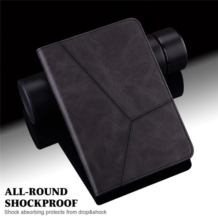 For Lenovo Tab M10 Plus (3rd Gen) / Xiaoxin Pad 2022 10.6 inch Line Imprinted PU Leather Card Holder Tablet Case with Elastic Band Closure - Black - 7
