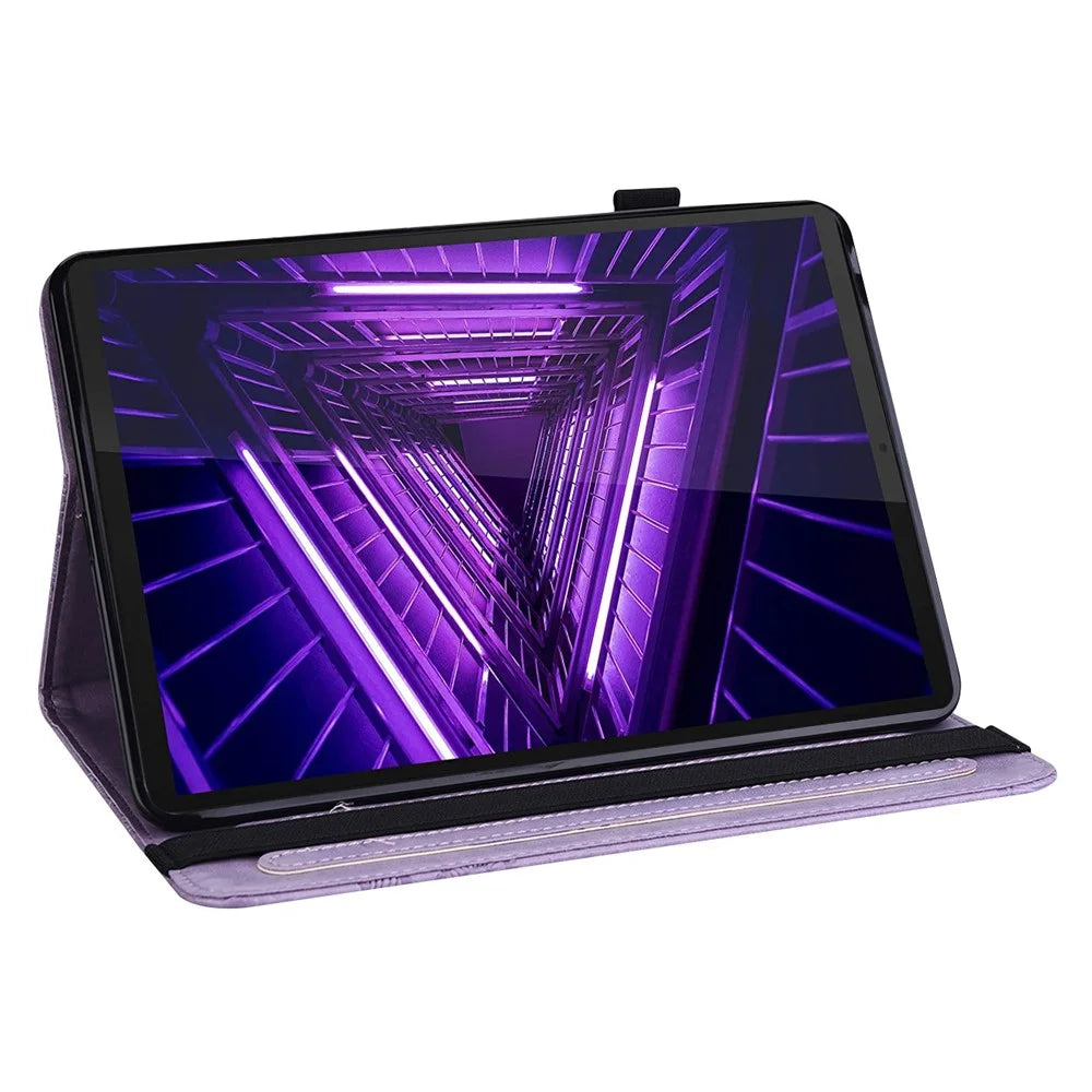 For Lenovo Tab M10 Plus (3rd Gen) / Xiaoxin Pad 2022 10.6 inch PU Leather Tablet Case Imprinting Butterflies Stand Card Holder - Purple - 2