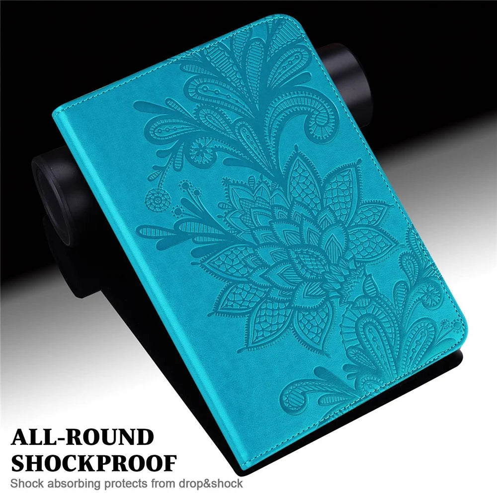 For Lenovo Tab M10 Plus (3rd Gen) / Xiaoxin Pad 2022 10.6 inch Flower Imprinting PU Leather Inner TPU Tablet Case Stand Wallet Cover  - Blue - 4