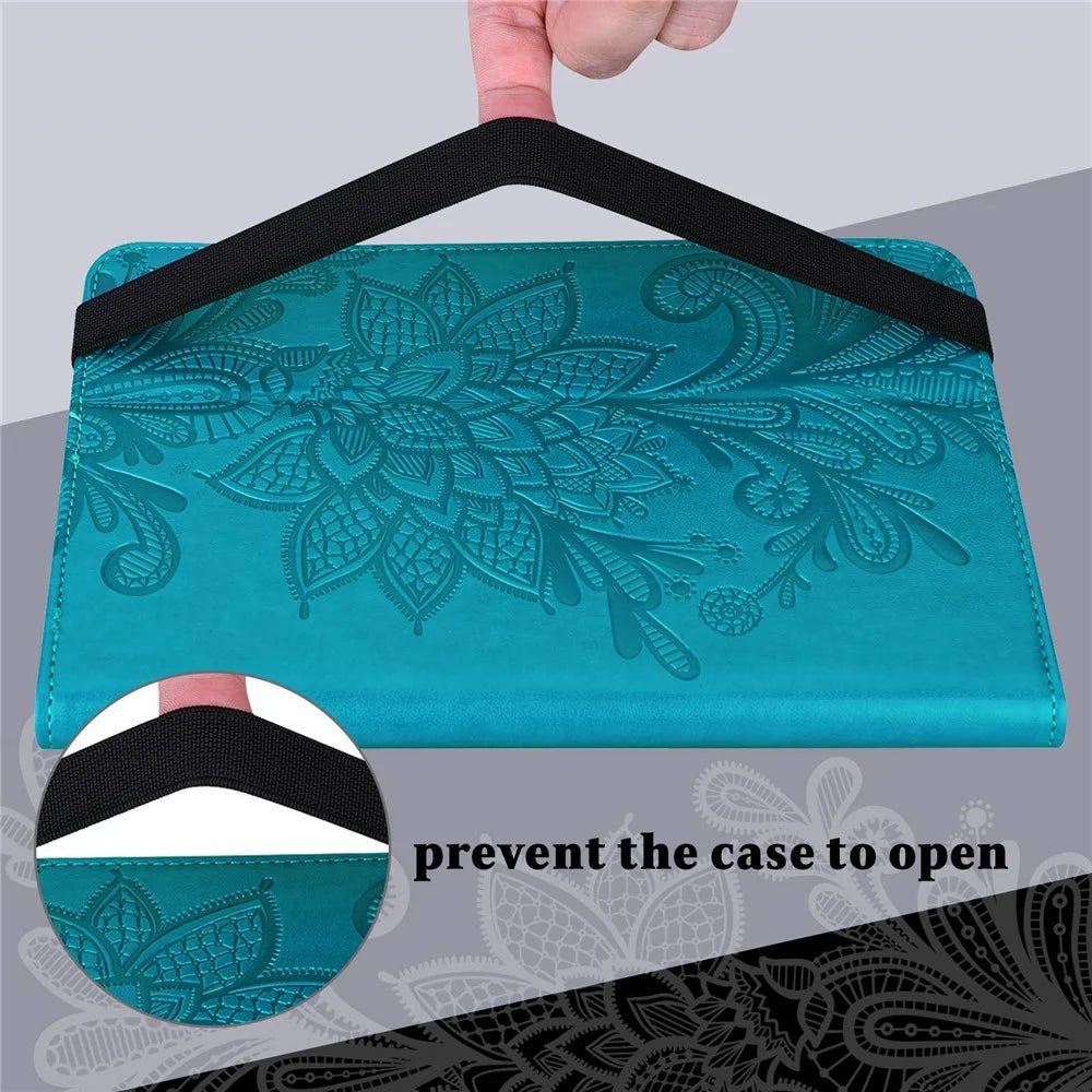 For Lenovo Tab M10 Plus (3rd Gen) / Xiaoxin Pad 2022 10.6 inch Flower Imprinting PU Leather Inner TPU Tablet Case Stand Wallet Cover  - Blue - 7