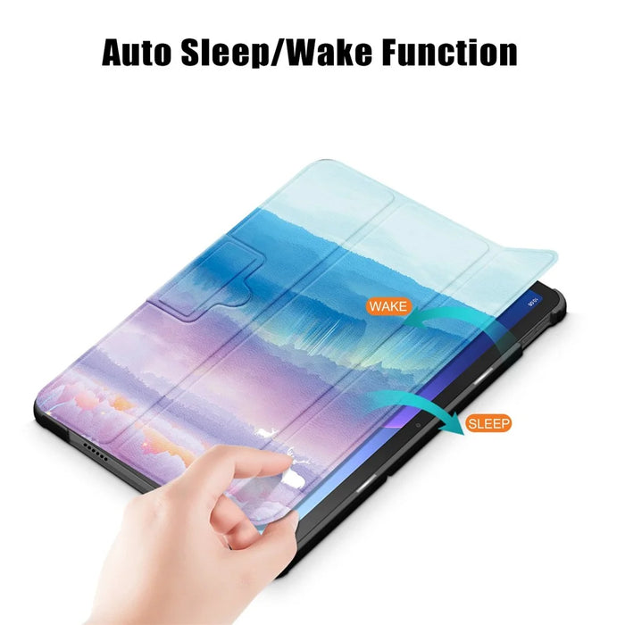 For Lenovo Tab M10 Plus (3rd Gen) / Xiaoxin Pad 2022 10.6 inch 125FTB-128F Trifold Stand Case Pattern Printing PU Leather Smart Cover - Dream Deer - 4