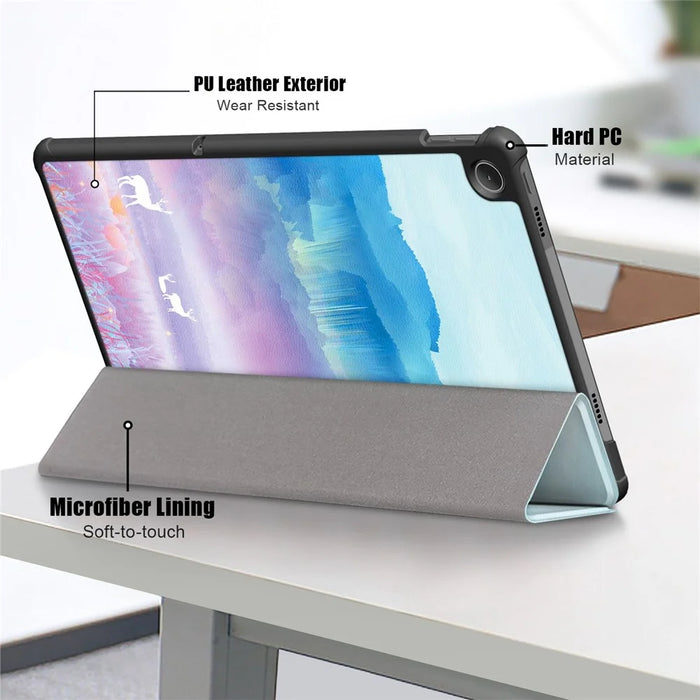 For Lenovo Tab M10 Plus (3rd Gen) / Xiaoxin Pad 2022 10.6 inch 125FTB-128F Trifold Stand Case Pattern Printing PU Leather Smart Cover - Dream Deer - 7