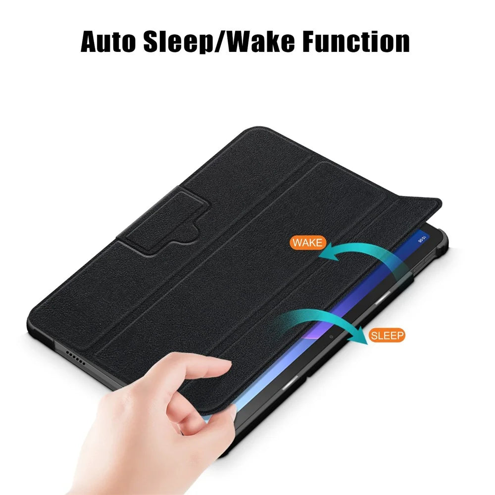 Tablet Covering Shell for Lenovo Tab M10 Plus (3rd Gen) / Xiaoxin Pad 2022 10.6 inch 125FTB-128F PC+PU Leather Trifold Stand Tablet Case - Black - 4