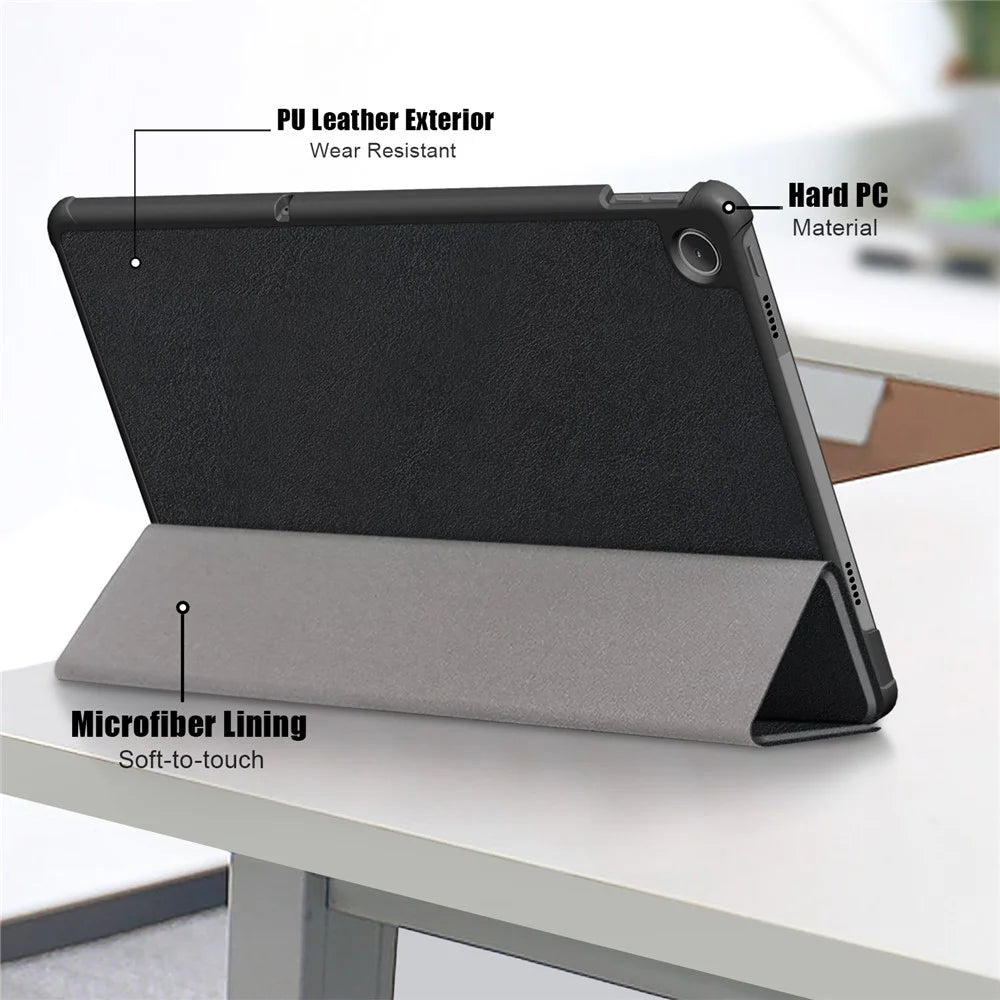 Tablet Covering Shell for Lenovo Tab M10 Plus (3rd Gen) / Xiaoxin Pad 2022 10.6 inch 125FTB-128F PC+PU Leather Trifold Stand Tablet Case - Black - 7