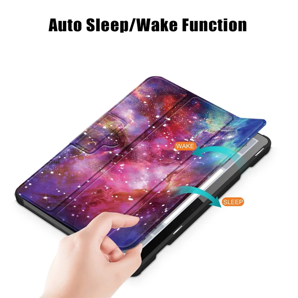 For Lenovo Tab M10 (Gen 3) 10.1 inch 328F Pattern Printing Auto Wake/Sleep PU Leather Case Trifold Stand Folio Cover - The Milky Way - 5