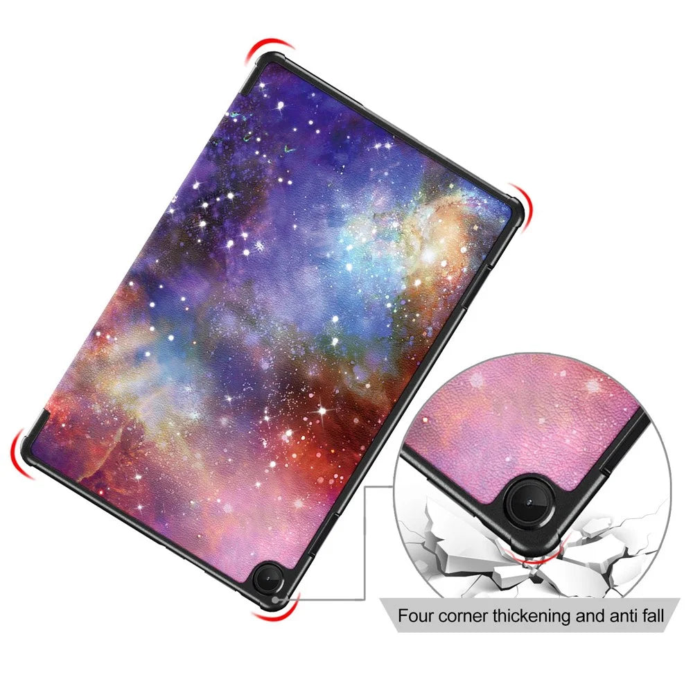 For Lenovo Tab M10 (Gen 3) 10.1 inch 328F Pattern Printing Auto Wake/Sleep PU Leather Case Trifold Stand Folio Cover - The Milky Way - 7