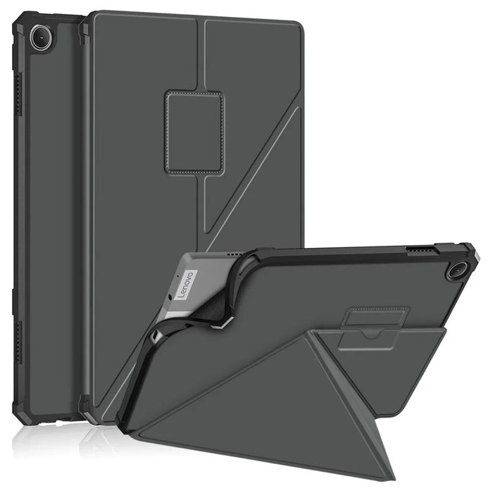 For Lenovo Tab M10 (Gen 3) 10.1 inch 328F Origami Stand Tablet Case PU Leather Anti-scratch Cover with Auto Wake/Sleep - Grey - 1