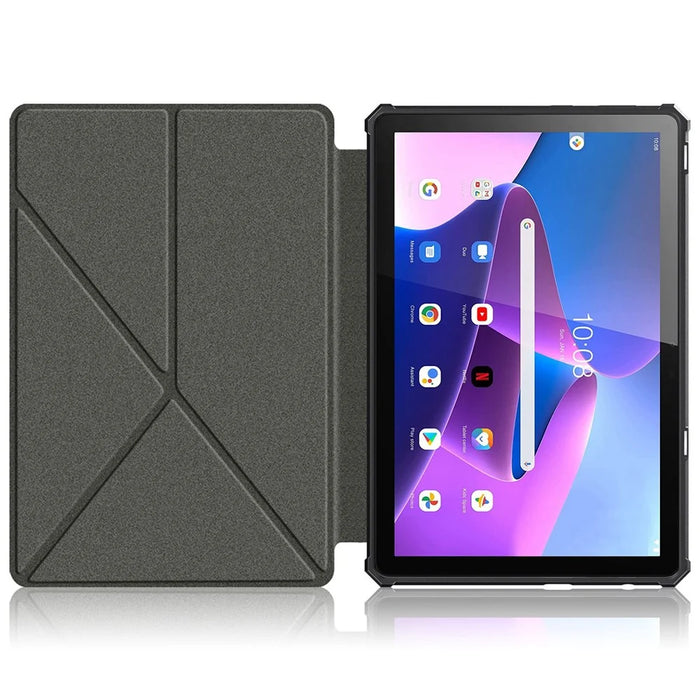 For Lenovo Tab M10 (Gen 3) 10.1 inch 328F Origami Stand Tablet Case PU Leather Anti-scratch Cover with Auto Wake/Sleep - Grey - 2