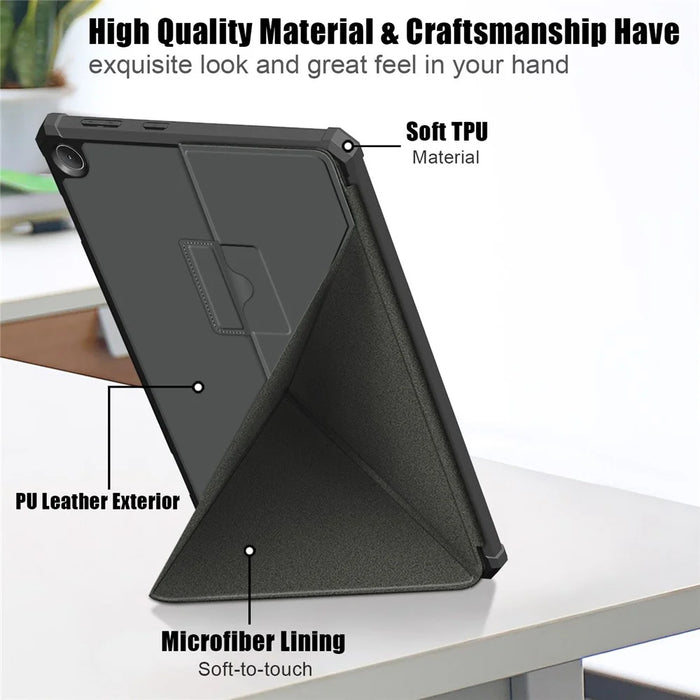 For Lenovo Tab M10 (Gen 3) 10.1 inch 328F Origami Stand Tablet Case PU Leather Anti-scratch Cover with Auto Wake/Sleep - Grey - 5