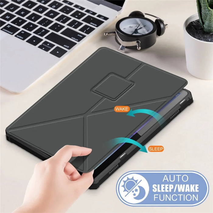 For Lenovo Tab M10 (Gen 3) 10.1 inch 328F Origami Stand Tablet Case PU Leather Anti-scratch Cover with Auto Wake/Sleep - Grey - 7