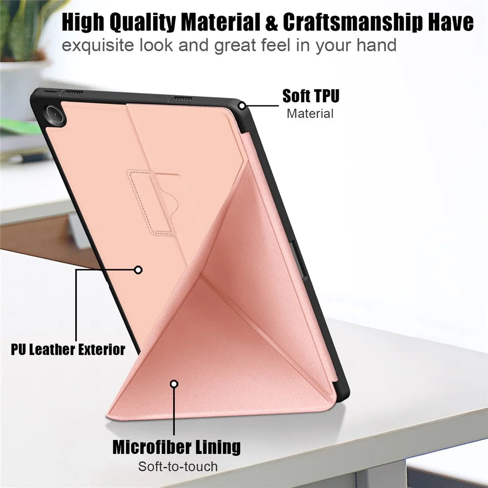 For Lenovo Tab M10 Plus (3rd Gen) / Xiaoxin Pad 2022 10.6 inch 125F / 128F Stand PU Leather + TPU Tablet Case Shockproof Cover - Rose Gold - 5