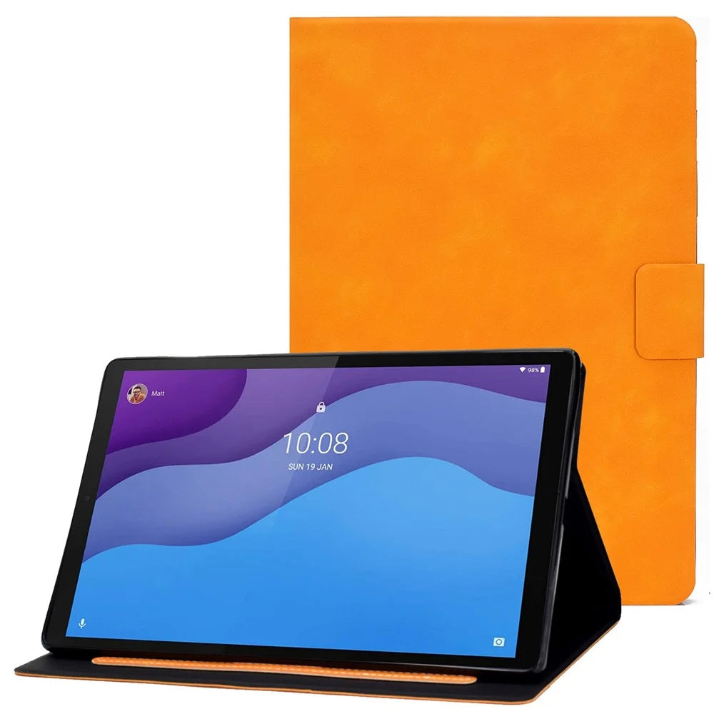 For Lenovo Tab M10 (Gen 3) TB-328F Split Leather Flip Stand Cover Auto Sleep/Wake Function Smart Tablet Case with Card Holders- Khaki - 1