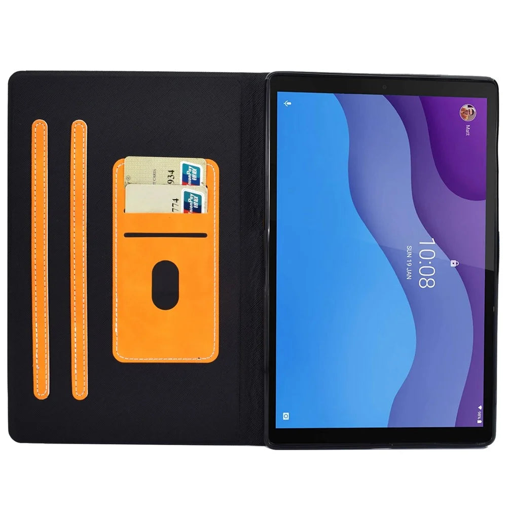 For Lenovo Tab M10 (Gen 3) TB-328F Split Leather Flip Stand Cover Auto Sleep/Wake Function Smart Tablet Case with Card Holders- Khaki - 2