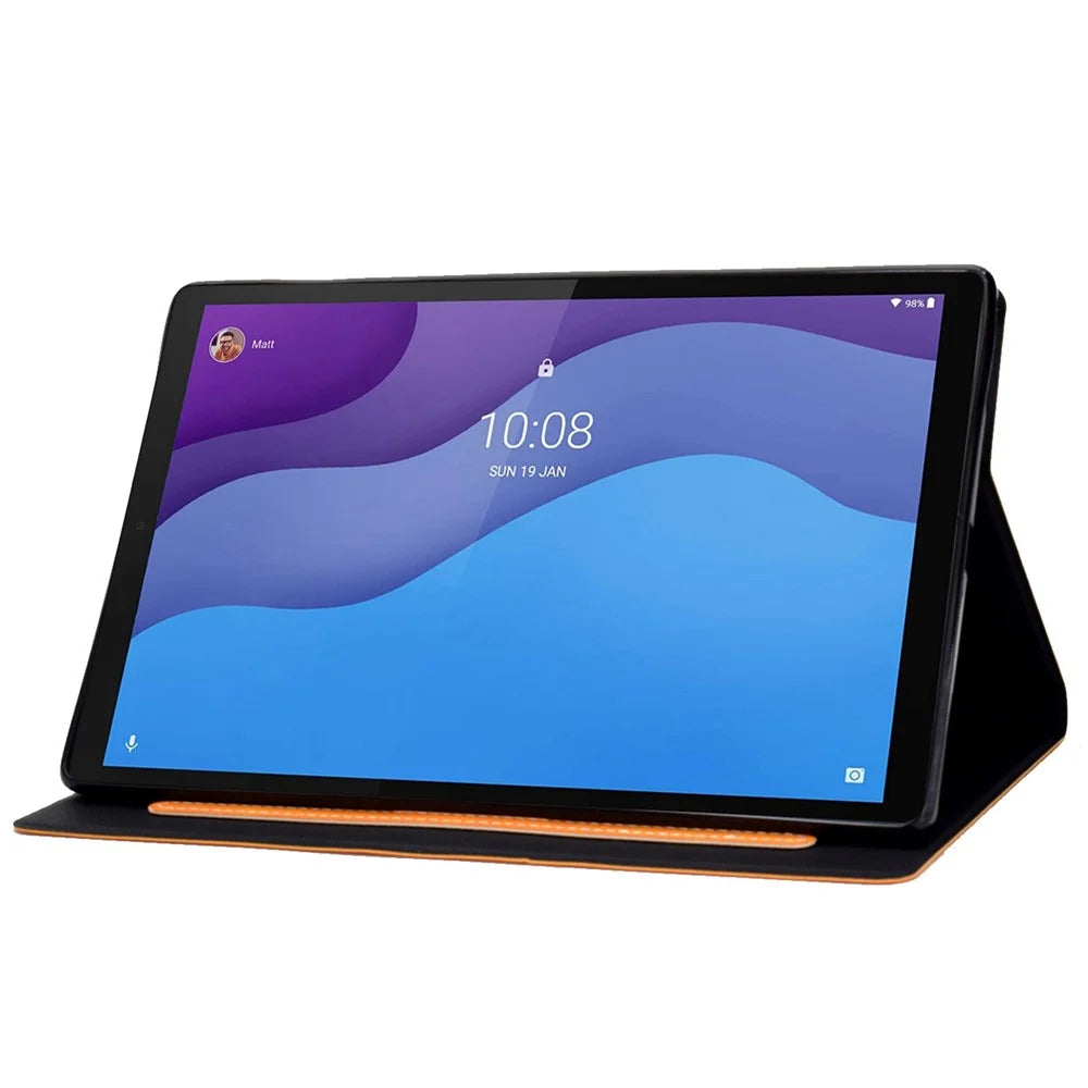 For Lenovo Tab M10 (Gen 3) TB-328F Split Leather Flip Stand Cover Auto Sleep/Wake Function Smart Tablet Case with Card Holders- Khaki - 3
