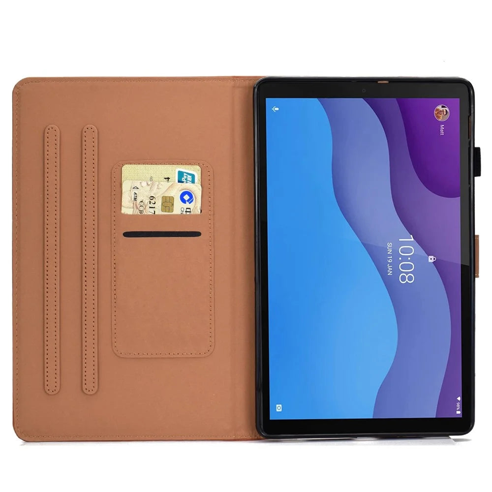 For Lenovo Tab M10 (Gen 3) TB-328F Fold Stand Magnetic Flip Case PU Leather Auto Sleep/Wake Cover with Card Slots and Pencil Holder - Blue - 2