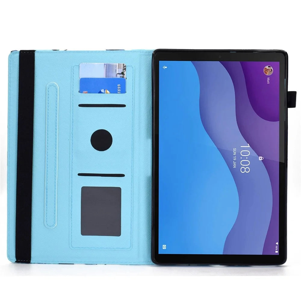 For Lenovo Tab M10 (Gen 3) TB-328FU / TB-328XU Pattern Printing Leather Stand Protective Case Card Slots Smart Cover with Elastic Band and Pencil Holder - Pink Mandala - 2