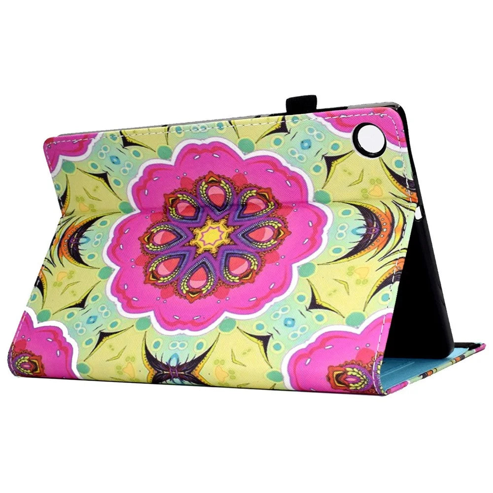 For Lenovo Tab M10 (Gen 3) TB-328FU / TB-328XU Pattern Printing Leather Stand Protective Case Card Slots Smart Cover with Elastic Band and Pencil Holder - Pink Mandala - 4