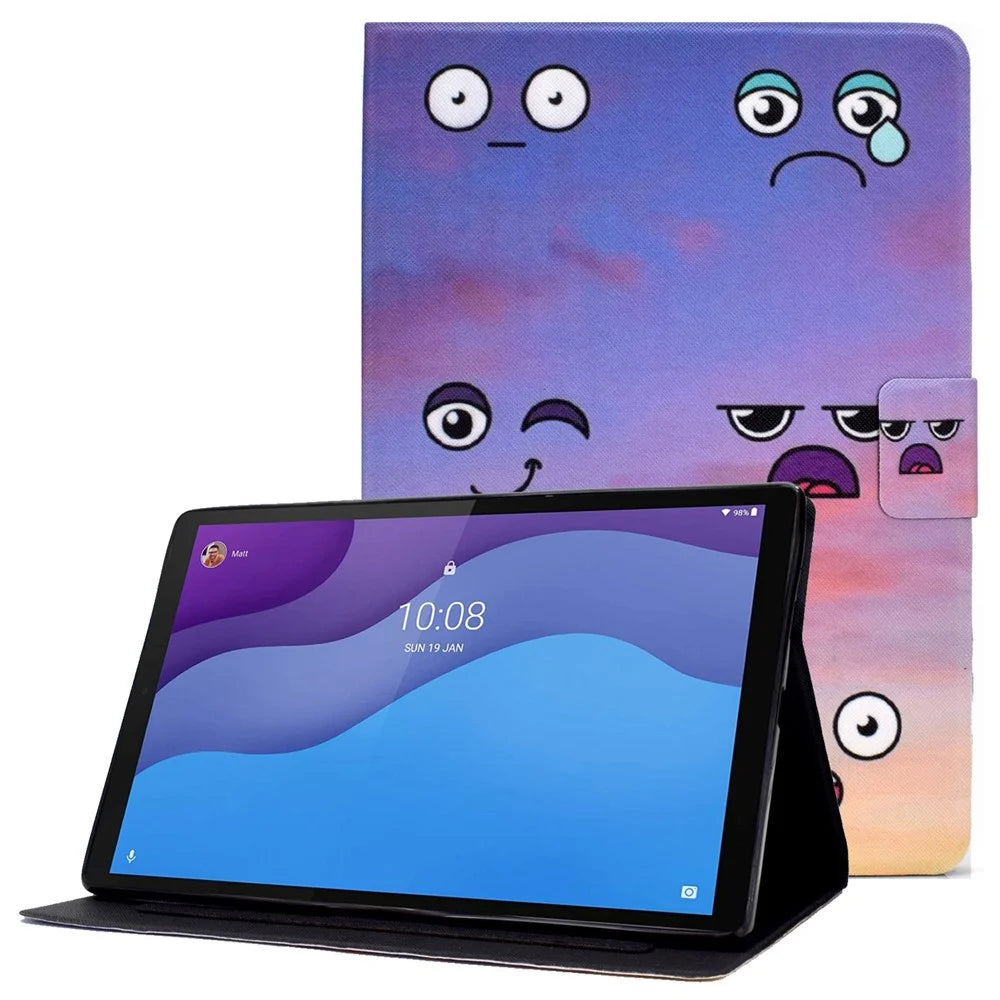 For Lenovo Tab M10 (Gen 3) TB-328FU / TB-328XU B1 Pattern Printing Stand PU Leather Folio Case Card Slots Smart Auto Wake / Sleep Shell with Pencil Holder - Expression - 1