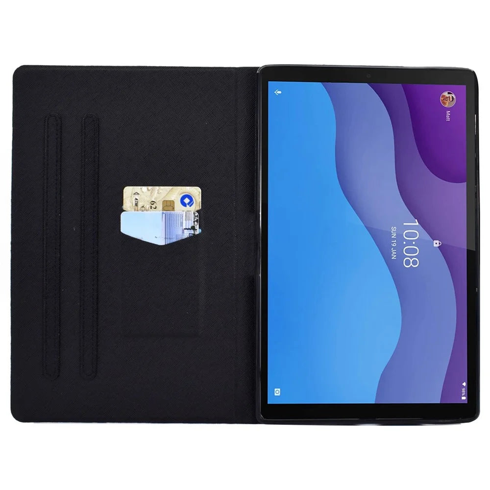 For Lenovo Tab M10 (Gen 3) TB-328FU / TB-328XU B1 Pattern Printing Stand PU Leather Folio Case Card Slots Smart Auto Wake / Sleep Shell with Pencil Holder - Expression - 2