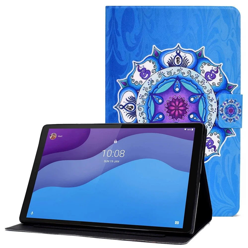 For Lenovo Tab M10 (Gen 3) TB-328FU / TB-328XU B2 Pattern Printing Stand Protective Case Auto Sleep / Wake Function PU Leather Smart Cover with Card Slots - Mandala - 1