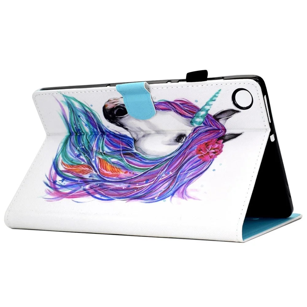 For Lenovo Tab M10 (Gen 3) TB-328FU / TB-328XU A2 Pattern Printing PU Leather Case Adjustable Stand Protection Smart Cover with Card Slots and Pencil Holder - Horse - 4
