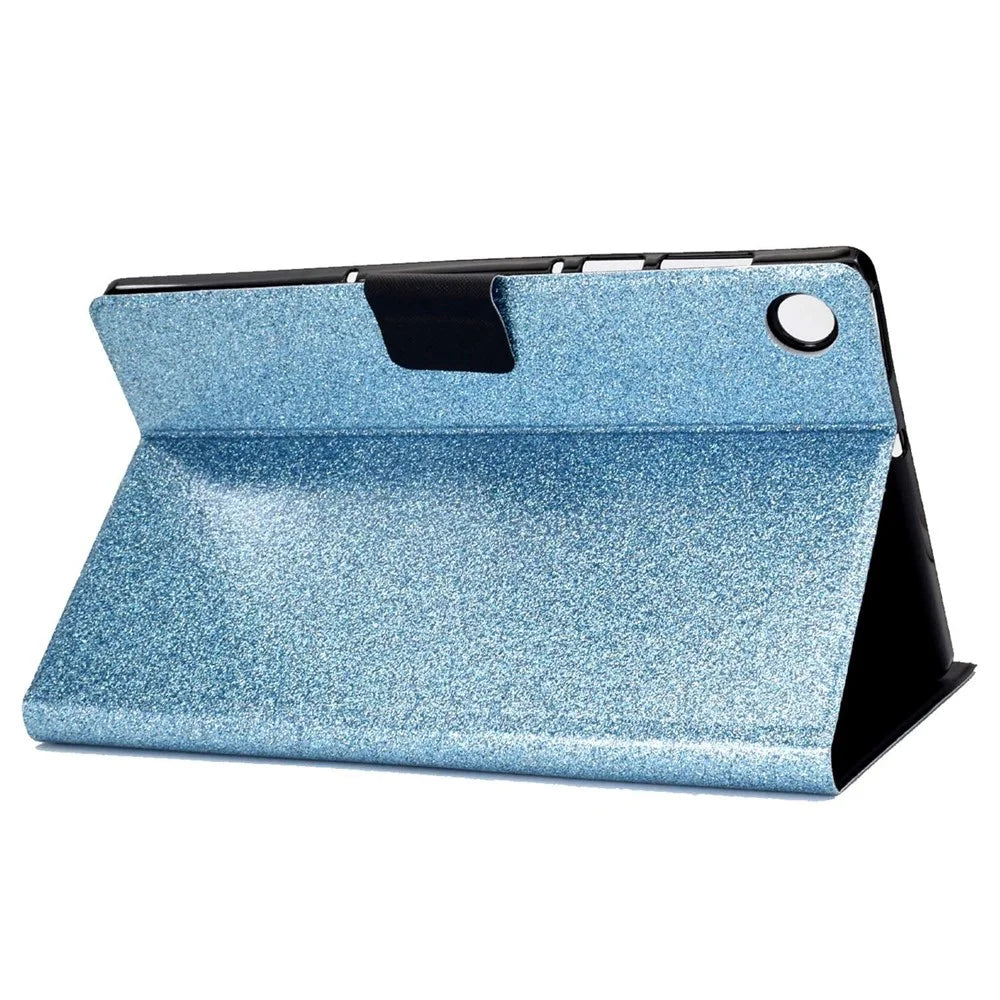 Glittery PU Leather Tablet Case for Lenovo Tab M10 (Gen 3) TB-328FU / TB-328XU, Full Protection Magnetic Clasp Protective Cover with Stand Card Holder - Blue - 4