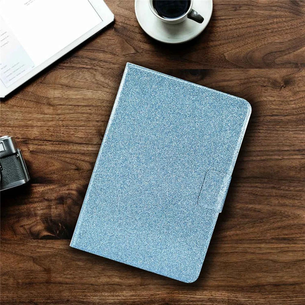 Glittery PU Leather Tablet Case for Lenovo Tab M10 (Gen 3) TB-328FU / TB-328XU, Full Protection Magnetic Clasp Protective Cover with Stand Card Holder - Blue - 7