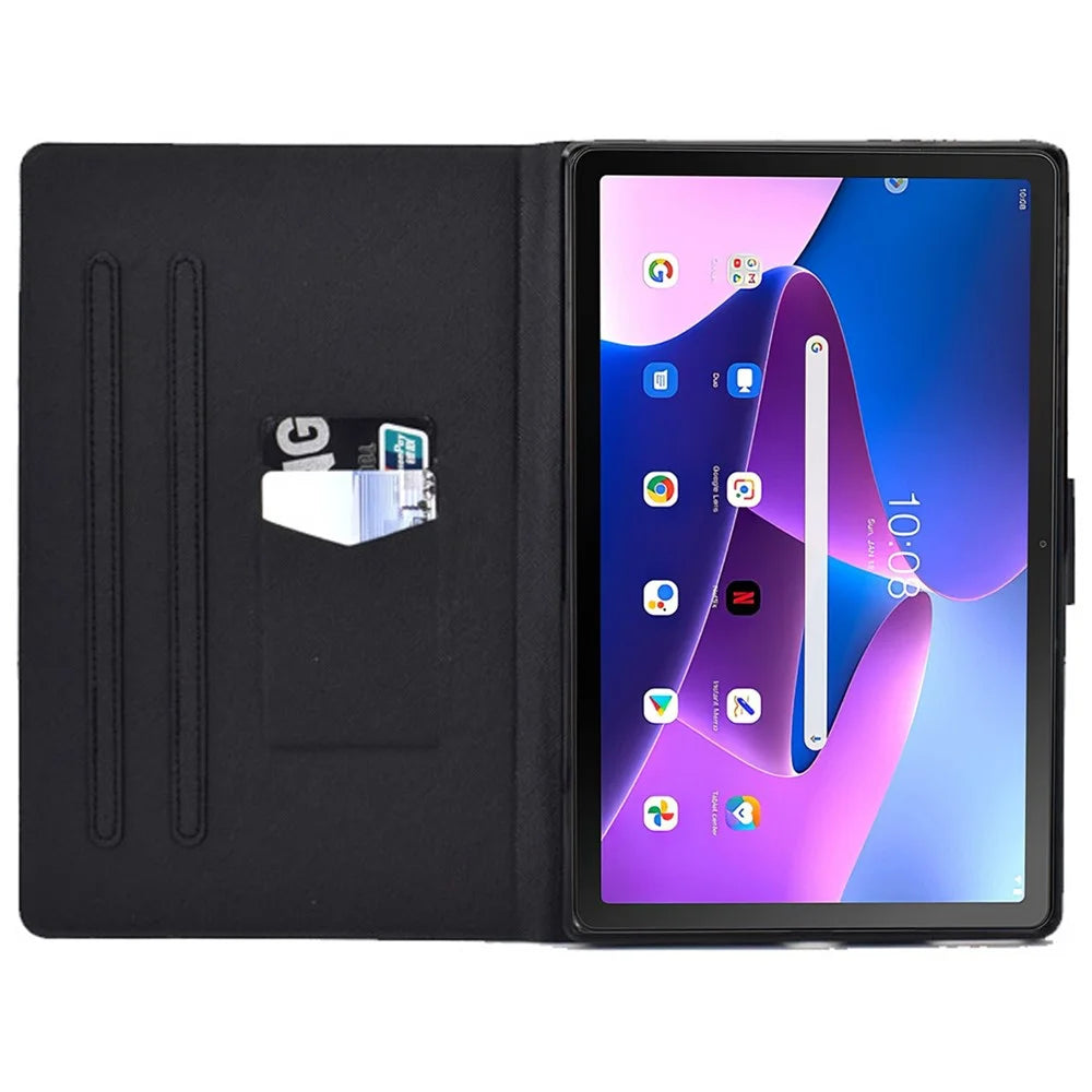 PU Leather Tablet Case for Lenovo Tab M10 (Gen 3) TB-328FU / TB-328XU, Pattern Printing Card Holder Shockproof Cover with Adjustable Stand - Dragonfly - 2