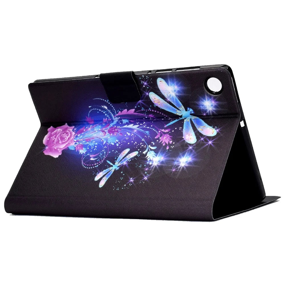 PU Leather Tablet Case for Lenovo Tab M10 (Gen 3) TB-328FU / TB-328XU, Pattern Printing Card Holder Shockproof Cover with Adjustable Stand - Dragonfly - 4